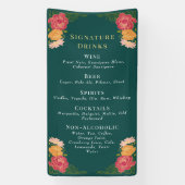 Enchanted Garden Floral Wedding Drinken Bar Menu Spandoek (Verticaal)