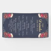 Enchanted Garden Floral Wedding Drinken Bar Menu Spandoek (Horizontaal)