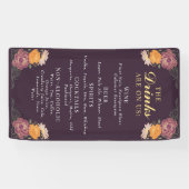 Enchanted Garden Floral Wedding Drinken Bar Menu Spandoek (Horizontaal)