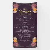 Enchanted Garden Floral Wedding Drinken Bar Menu Spandoek (Verticaal)