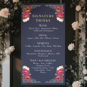 Enchanted Garden Floral Wedding Drinken Bar Menu Spandoek