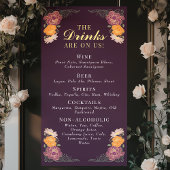 Enchanted Garden Floral Wedding Drinken Bar Menu Spandoek