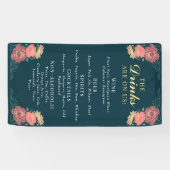 Enchanted Garden Floral Wedding Drinken Bar Menu Spandoek (Horizontaal)