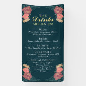 Enchanted Garden Floral Wedding Drinken Bar Menu Spandoek (Verticaal)
