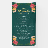 Enchanted Garden Floral Wedding Drinken Bar Menu Spandoek (Verticaal)