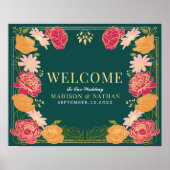 Enchanted Garden Floral Wedding Welkomstbord Poster (Voorkant)
