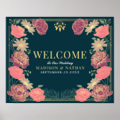 Enchanted Garden Floral Wedding Welkomstbord Poster (Voorkant)
