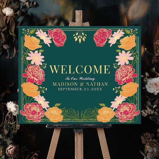 Enchanted Garden Floral Wedding Welkomstbord Poster