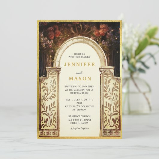 Enchanted Garden Gate huwelijksuitnodiging Kaart (Staand voorkant)