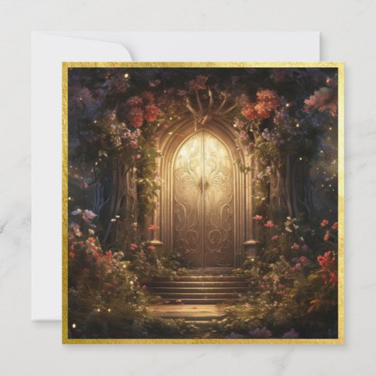 Enchanted Garden Gate Wedding Kaart (Achterkant)