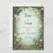 Enchanted Garden Glow Wedding Invitation Kaart (Voorkant)