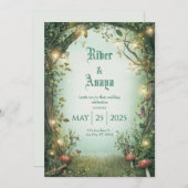 Enchanted Garden Glow Wedding Invitation Kaart (Voorkant / Achterkant)