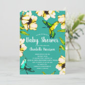 Enchanted Garden Hummingbirds & Floral Baby shower Kaart (Staand voorkant)