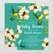 Enchanted Garden Hummingbirds & Floral Baby shower Kaart (Voorkant / Achterkant)