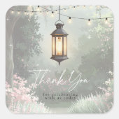 Enchanted Garden Lantern Bedankt Pink ID1163 Vierkante Sticker (Voorkant)