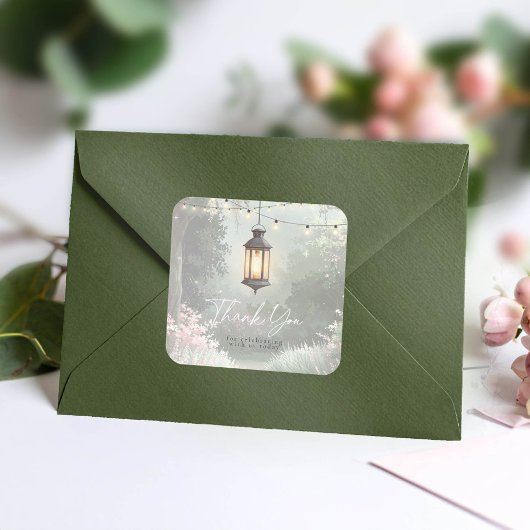 Enchanted Garden Lantern Bedankt Pink ID1163 Vierkante Sticker