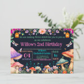Enchanted Garden Mushroom Birthday Party Invite Kaart (Staand voorkant)