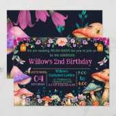 Enchanted Garden Mushroom Birthday Party Invite Kaart (Voorkant / Achterkant)
