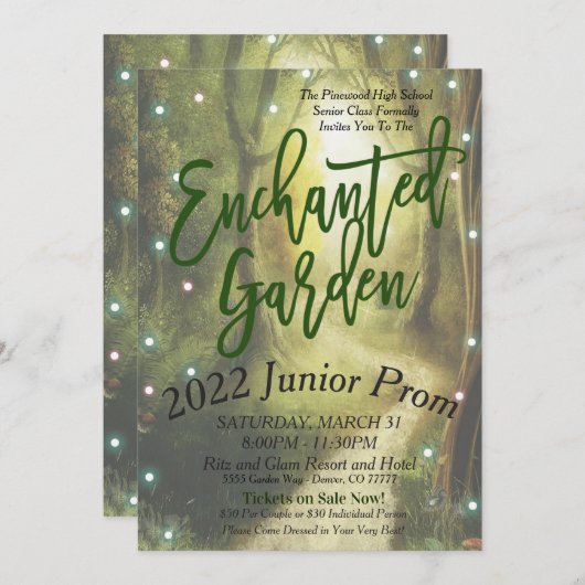 Enchanted Garden Prom Dance Uitnodiging (Voorkant / Achterkant)