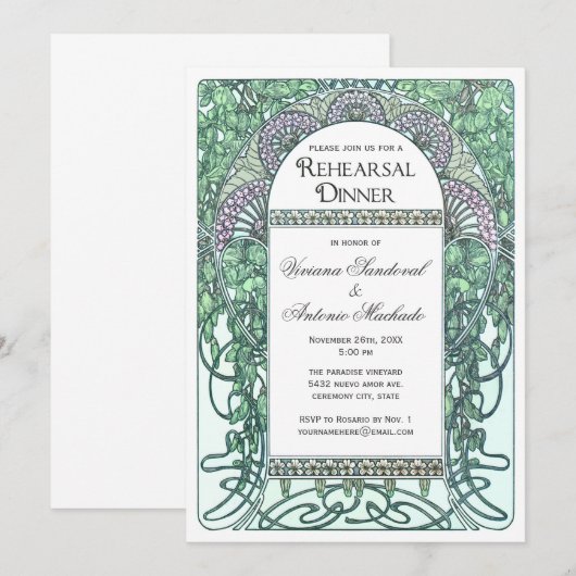 Enchanted Garden Rehearsal Dinner Invitations Kaart (Voorkant / Achterkant)