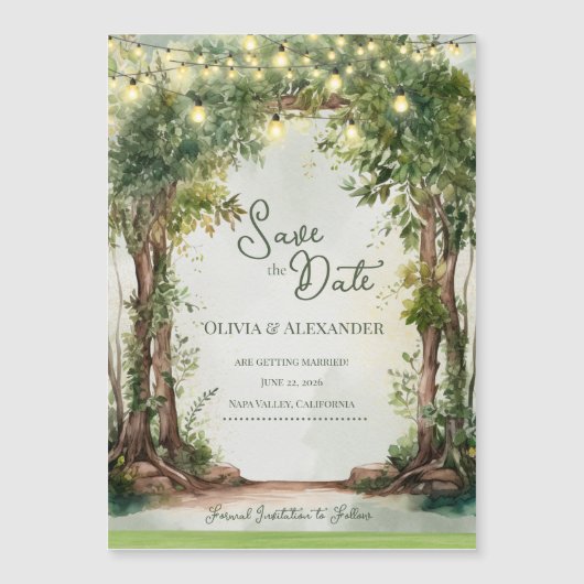 Enchanted Garden String Lights Save the Date (Voorkant)