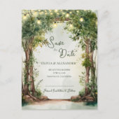 Enchanted Garden String Lights Save the Date  Aankondigingskaart (Voorkant)