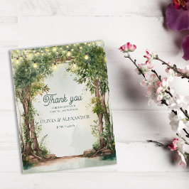 Enchanted Garden String Lights Wedding Thank You Briefkaart