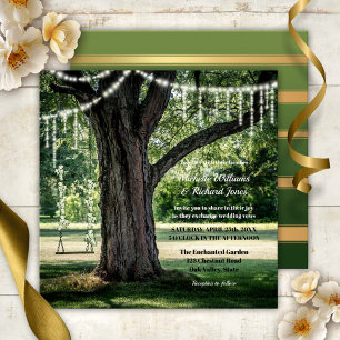 Enchanted Garden Swing Tree String Lights Wedding Kaart