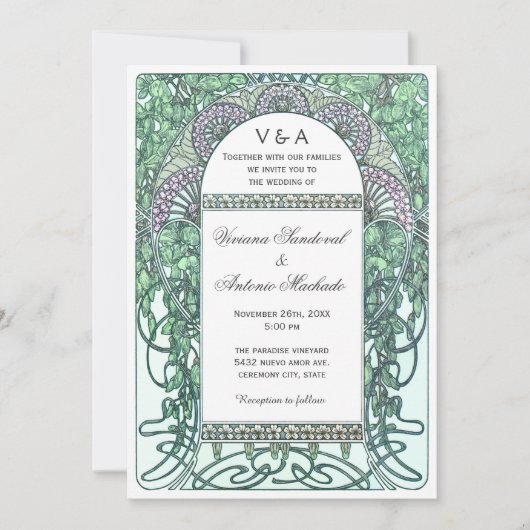 Enchanted Garden Vintage Wedding Invitting Kaart (Voorkant)