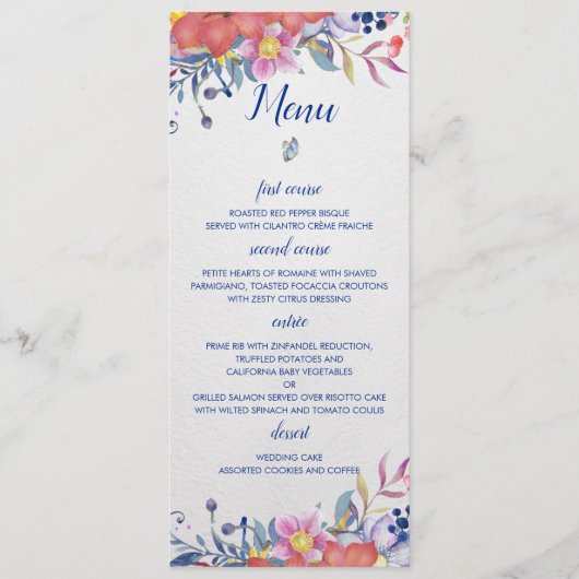 Enchanted Garden Wedding Menu Kaart (Voorkant)