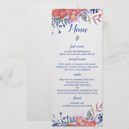 Enchanted Garden Wedding Menu Kaart (Voorkant / Achterkant)