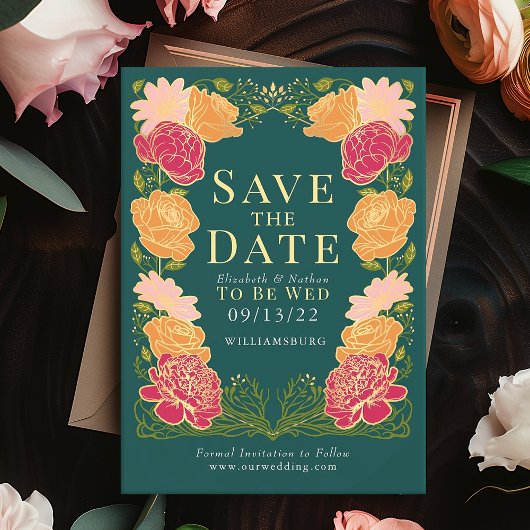 Enchanted Garden Wedding Save the Date Groen Kaart