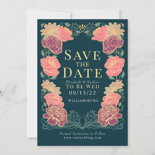 Enchanted Garden Wedding Save the Date Groen Kaart (Voorkant)