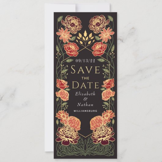 Enchanted Garden Wedding Save the Date Rood Kaart (Voorkant)