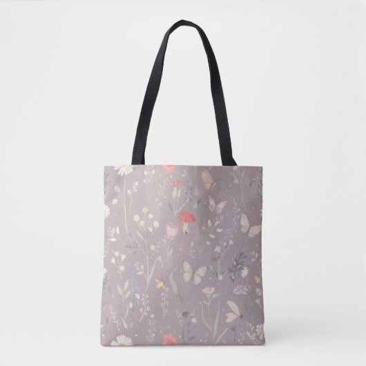 Enchanted Garden Wildflower Butterfly Botanical Tote Bag (Voorkant)