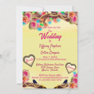 Enchanted Garden Wildflower Butterfly Wedding Kaart