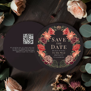 Enchanted Garden Wreath Wedding QR Bewaar de datum Kaart