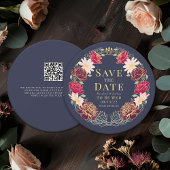Enchanted Garden Wreath Wedding QR Bewaar de datum Kaart