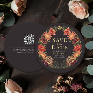 Enchanted Garden Wreath Wedding QR Bewaar de datum Kaart