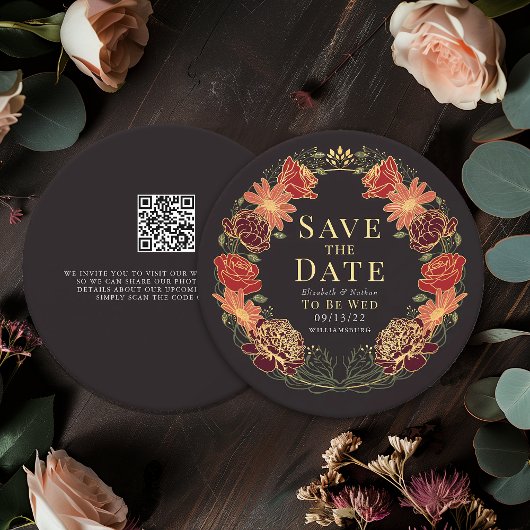 Enchanted Garden Wreath Wedding QR Bewaar de datum Kaart