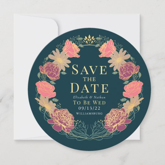 Enchanted Garden Wreath Wedding QR Bewaar de datum Kaart (Voorkant)