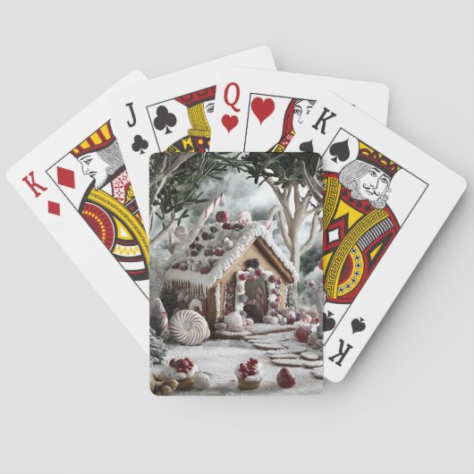 Enchanted Gingerbread Cottage Winter Playing Cards Pokerkaarten (Achterkant)