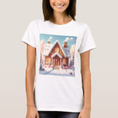 Enchanted Gingerbread House in Pastel Winter  T-shirt (Voorkant)