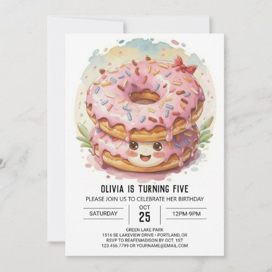 Enchanted Girly Donuts Verjaardag Kaart (Voorkant)