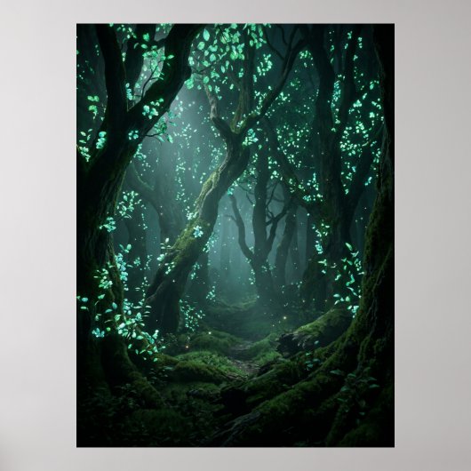 Enchanted Glowing Forest Fantasy Art Poster (Voorkant)