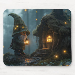 Enchanted Gnome Cottage in het maanlicht: Fantasy Muismat