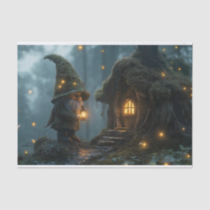 Enchanted Gnome Cottage in het maanlicht: Fantasy Tissuepapier