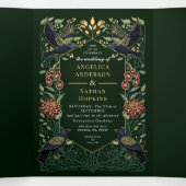 Enchanted Gothic Raven Snapdragon Dahlia Wedding Drieluik Uitnodiging (Binnenkant midden)