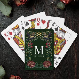 Enchanted Gothic Raven Snapdragon Monogram Pokerkaarten