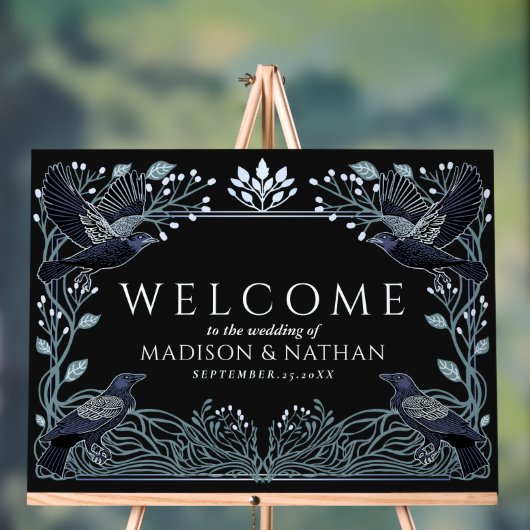 Enchanted Gothic Raven Wedding Welcome Black Acryl Bord (Neutraal)
